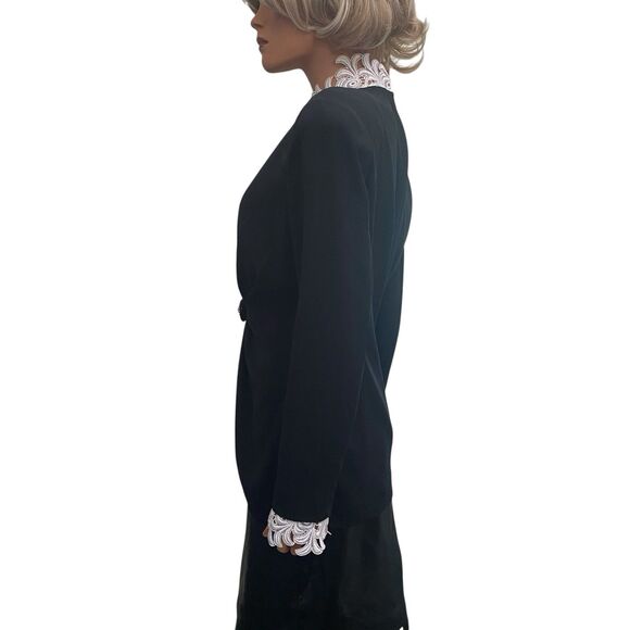 VTG Daymor Couture Black Lace Small 80s Evening Jacket Formal Statement Beaded - Picture 3 of 16